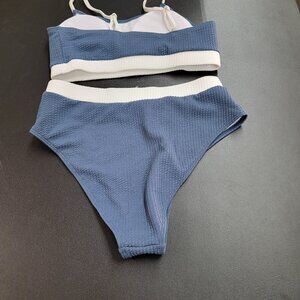 Blue and white bikini